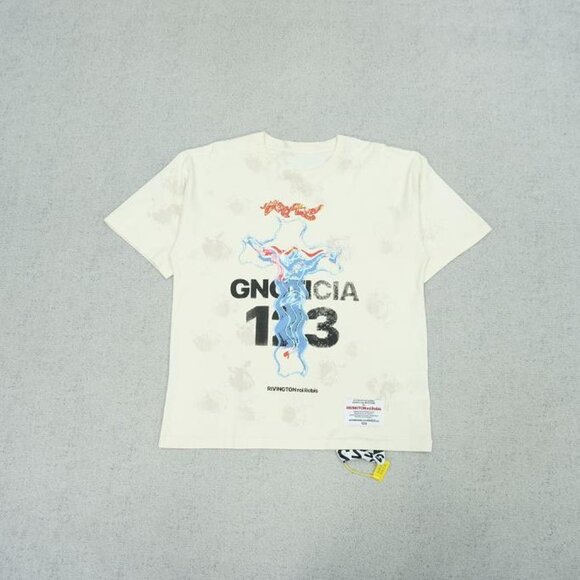 RIVINGTON ROI REBIS Blue Letter Cross Print T Shirt